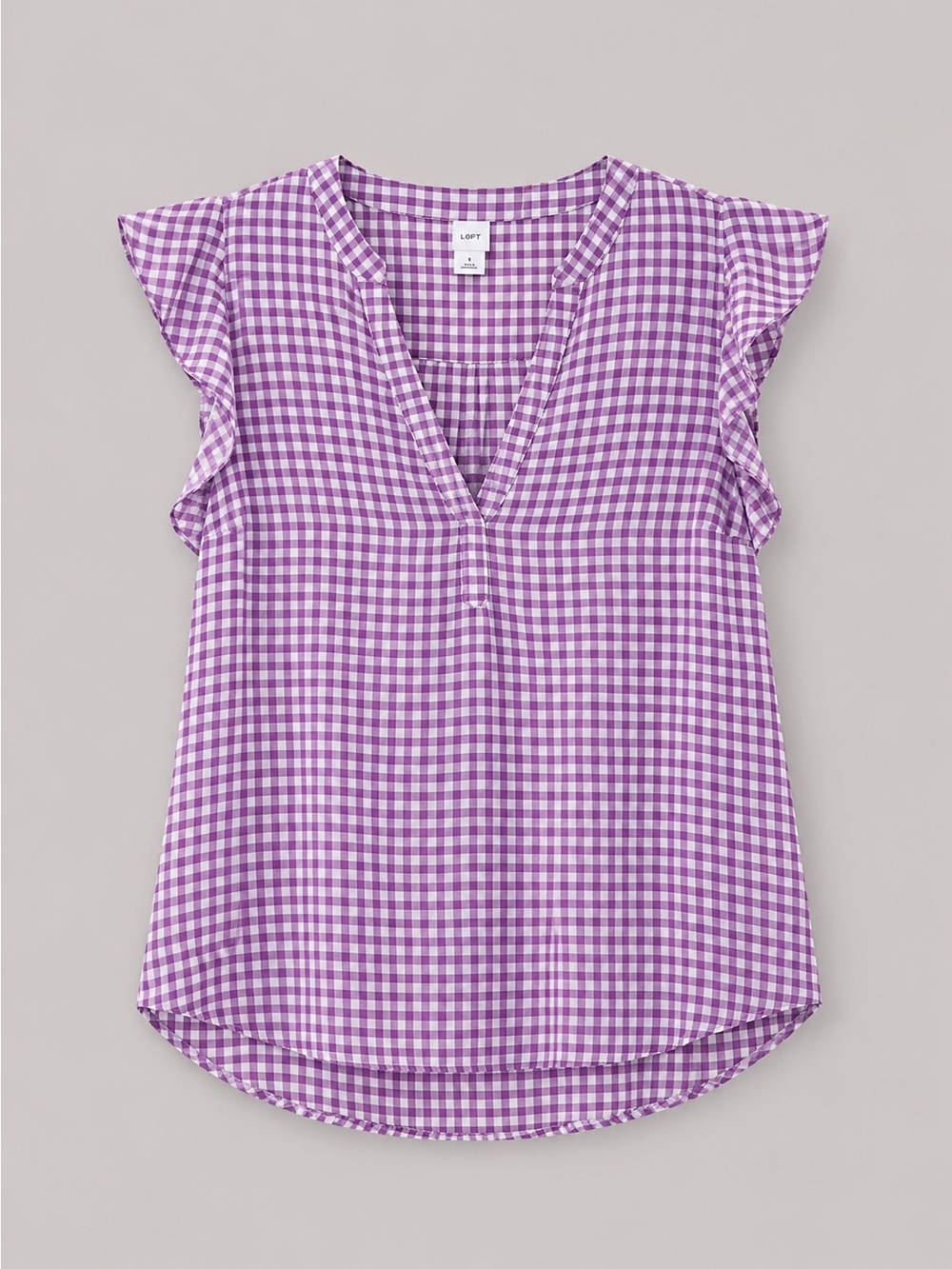 Old Navy Gingham Linen Cotton Blouse Small Cottage Peasant Flutter Sleeves